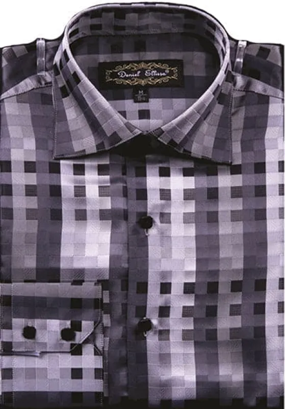 "Men's Regular Fit Sports Shirt - Black Fancy Tonal Square Pattern" sold by Alberto Nardoni