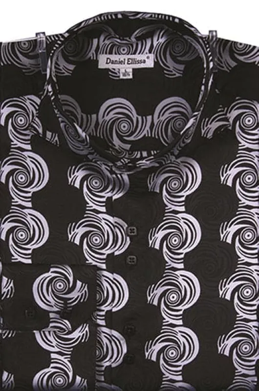 "Men's Sports Shirt - Regular Fit, Fancy Swirl Pattern, Black & Silver" sold by Alberto Nardoni