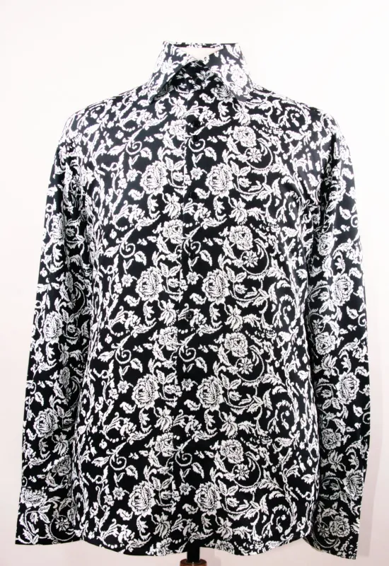 "Floral Pattern Men's Regular Fit Sports Shirt - Black & White" sold by Alberto Nardoni
