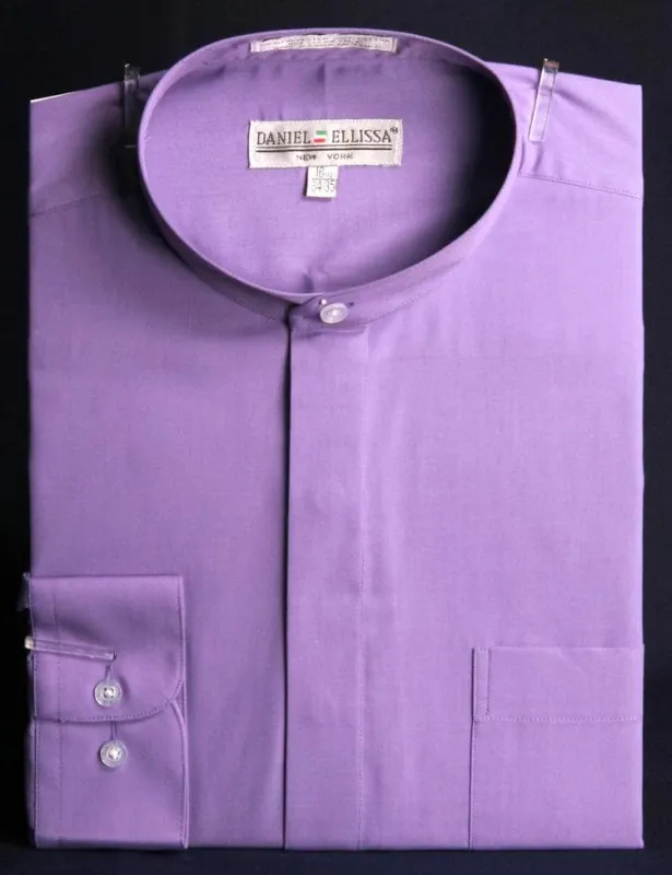 Lavender Men's Classic Dress Shirt with Banded Collar - French Front Style sold by Alberto Nardoni