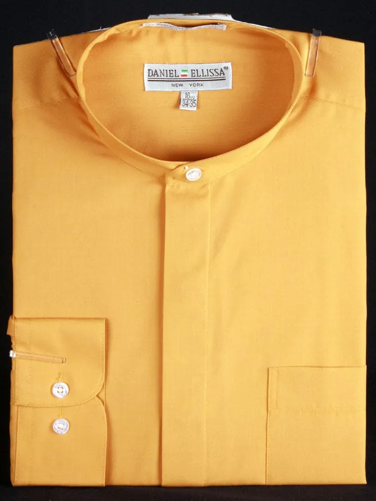 "Men's Honey Gold Classic Banded Collar Dress Shirt - French Front Style" sold by Alberto Nardoni