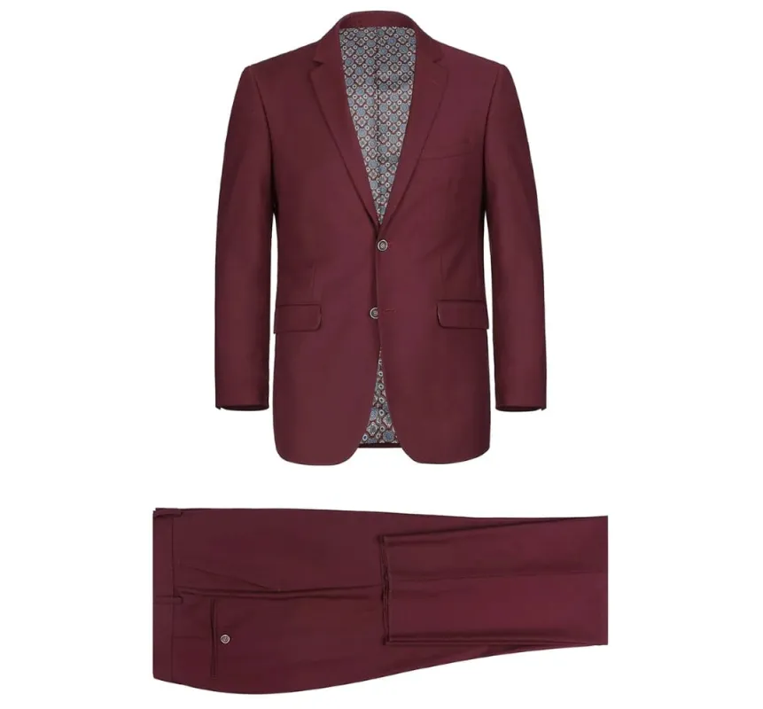 Vanderbilt Collection - Classic 2 Piece Suit 2 Buttons Regular Fit In Burgundy sold by Alberto Nardoni
