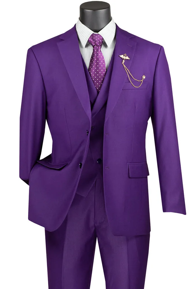 Purple Modern Fit 3 Piece Suit with Vest and Elastic Waist Band Pants sold by Alberto Nardoni