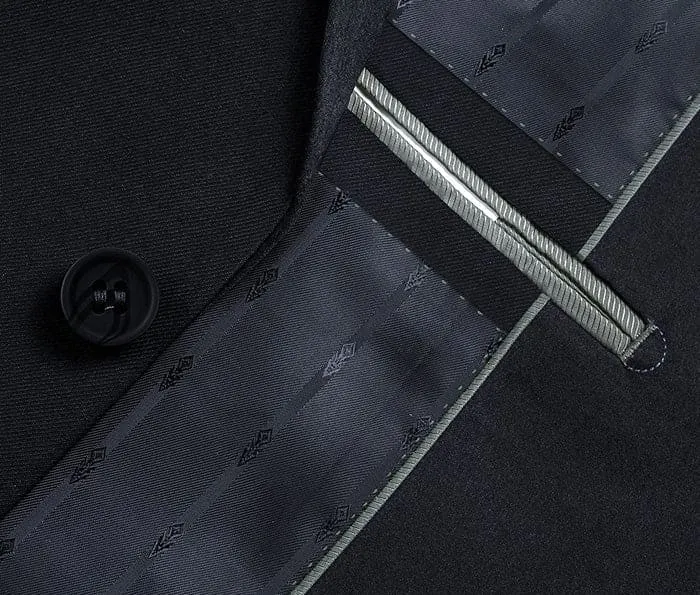 Vanderbilt Collection - Classic 2 Piece Suit 2 Buttons Regular Fit In Dark Navy sold by Alberto Nardoni product image thumbnail 2