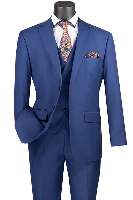 Blue Modern Fit 3 Piece Suit with Vest and Elastic Waist Band Pants sold by Alberto Nardoni