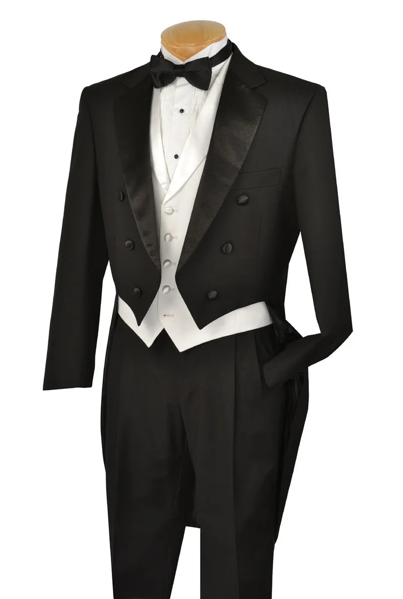 Men's Tuxedo Regular Fit Collection With Tails 3 Piece In Black sold by Alberto Nardoni