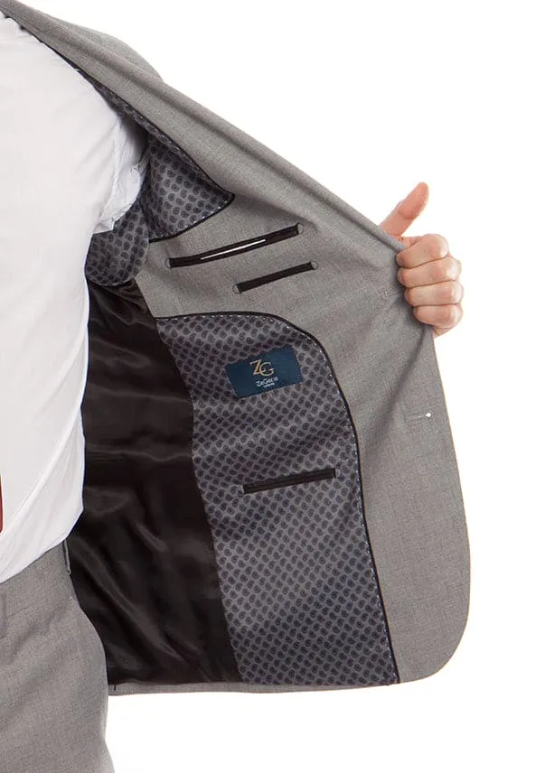 Arezzo Collection - 100% Wool Suit Modern Fit Italian Style 2 Piece in Gray sold by Alberto Nardoni product image thumbnail 3