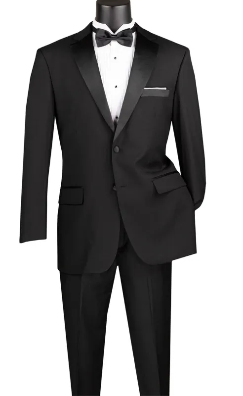 Regular Fit Satin Lapel 2 Piece Tuxedo in Black sold by Alberto Nardoni