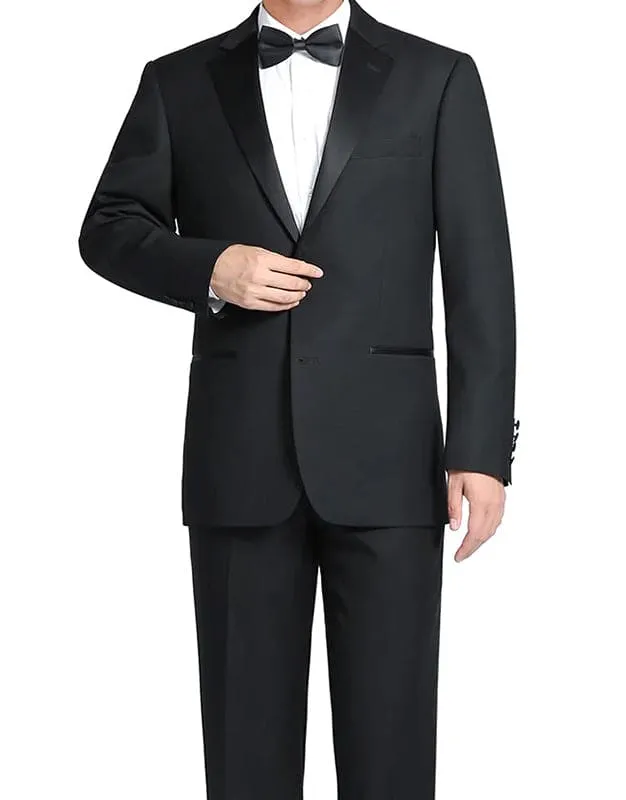 Classic Black Regular Fit 100% Wool Tuxedo Suit sold by Alberto Nardoni