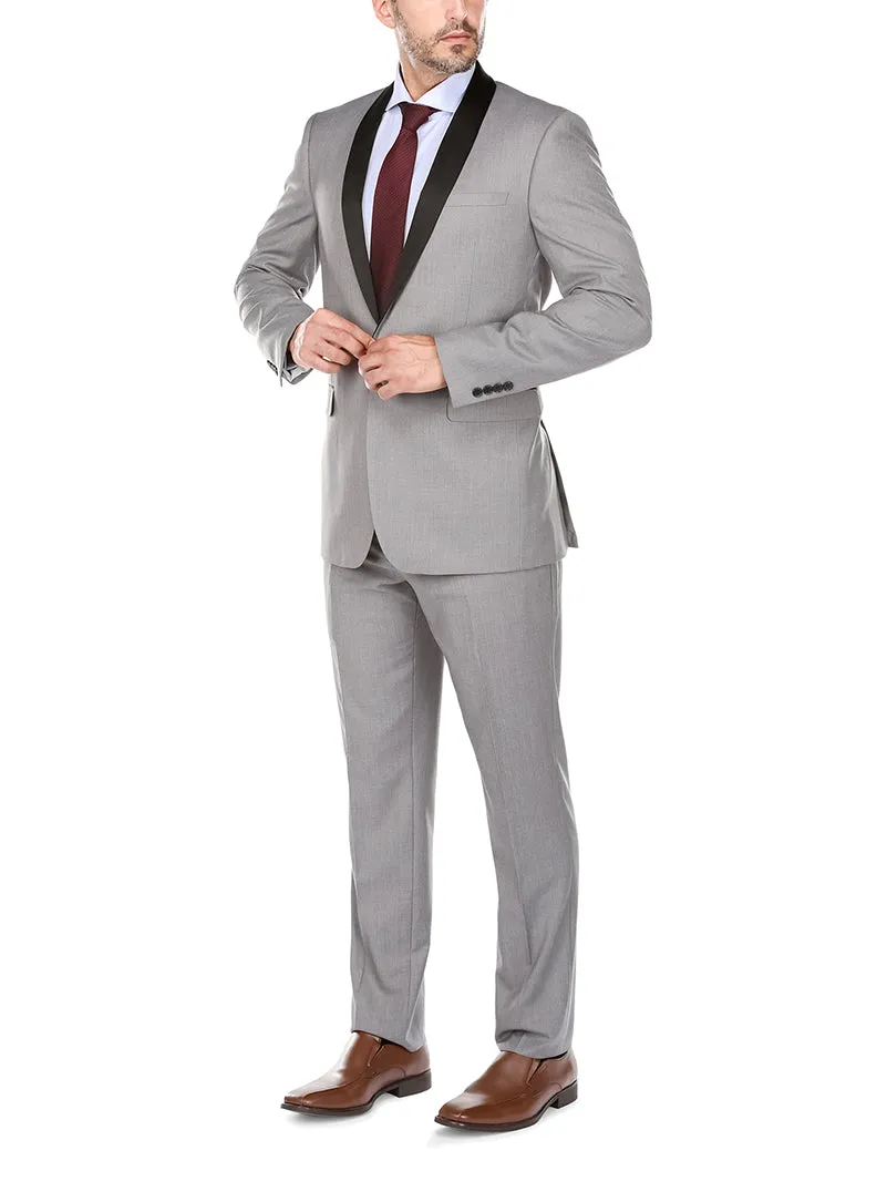 Gray 2 Piece Tuxedo Shawl Lapel Slim Fit sold by Alberto Nardoni product image thumbnail 3