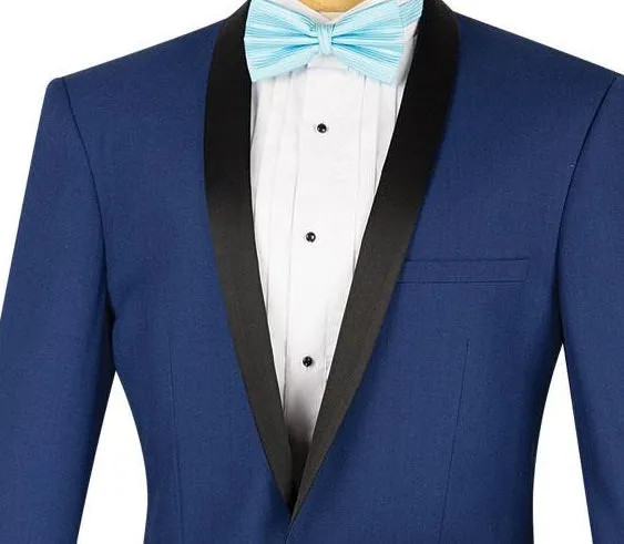 Kingsman Collection - Shawl Collar Slim Fit Tuxedo 2 Piece 1 Button in Blue sold by Alberto Nardoni product image thumbnail 2