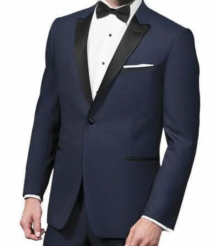 Navy Slim Fit Tuxedo 2 Piece with Satin Peak Lapel sold by Alberto Nardoni