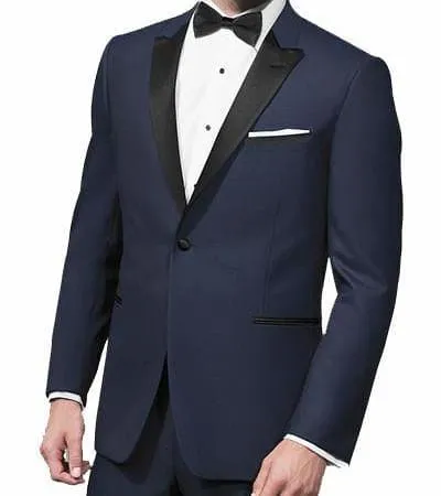 Navy Slim Fit Tuxedo 2 Piece with Satin Peak Lapel sold by Alberto Nardoni