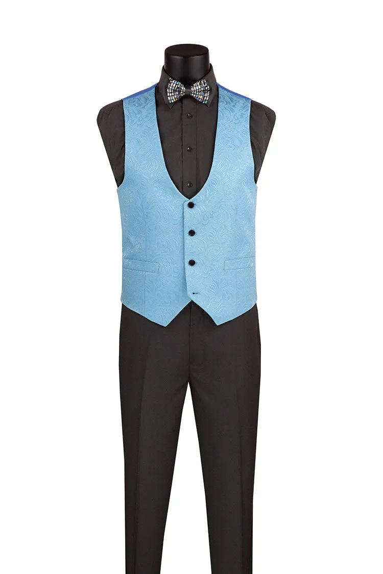 Slim Fit Tuxedo 3 Piece with Jacquard Pattern in Light Blue sold by Alberto Nardoni product image thumbnail 2