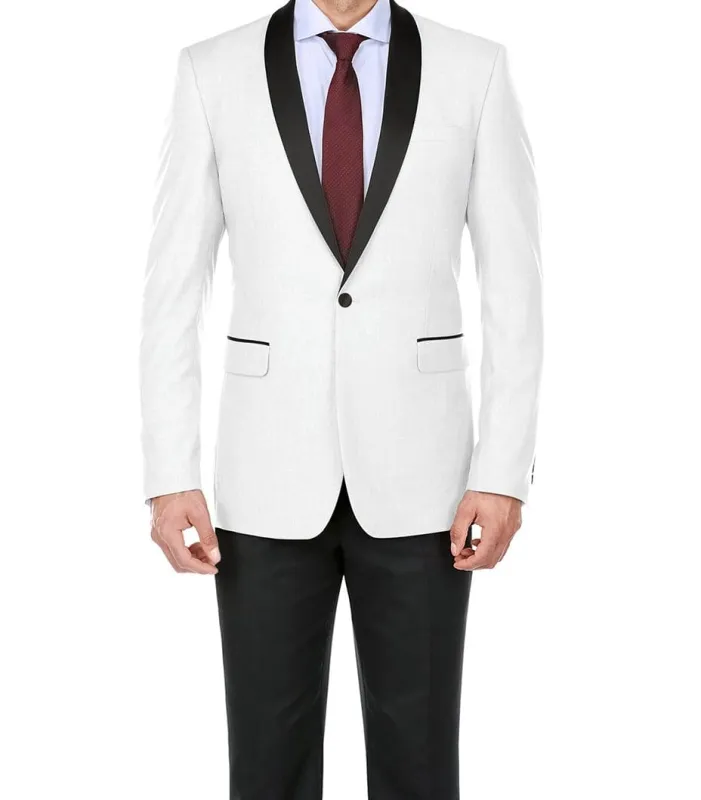 Off White 2 Piece Tuxedo Shawl Lapel Slim Fit sold by Alberto Nardoni