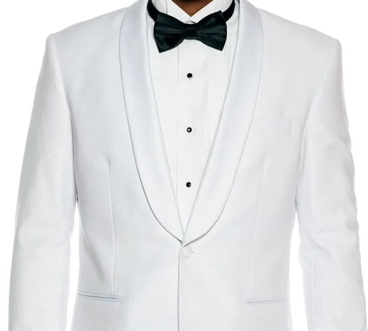 White Slim Fit 2 Piece Tuxedo With Satin Shawl Lapel sold by Alberto Nardoni product image thumbnail 2