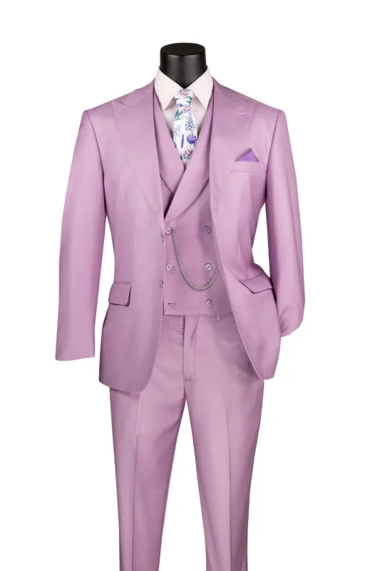 Lavender Modern Fit 3 Piece Suit with Vest and Adjustable Waist Band Pants sold by Alberto Nardoni