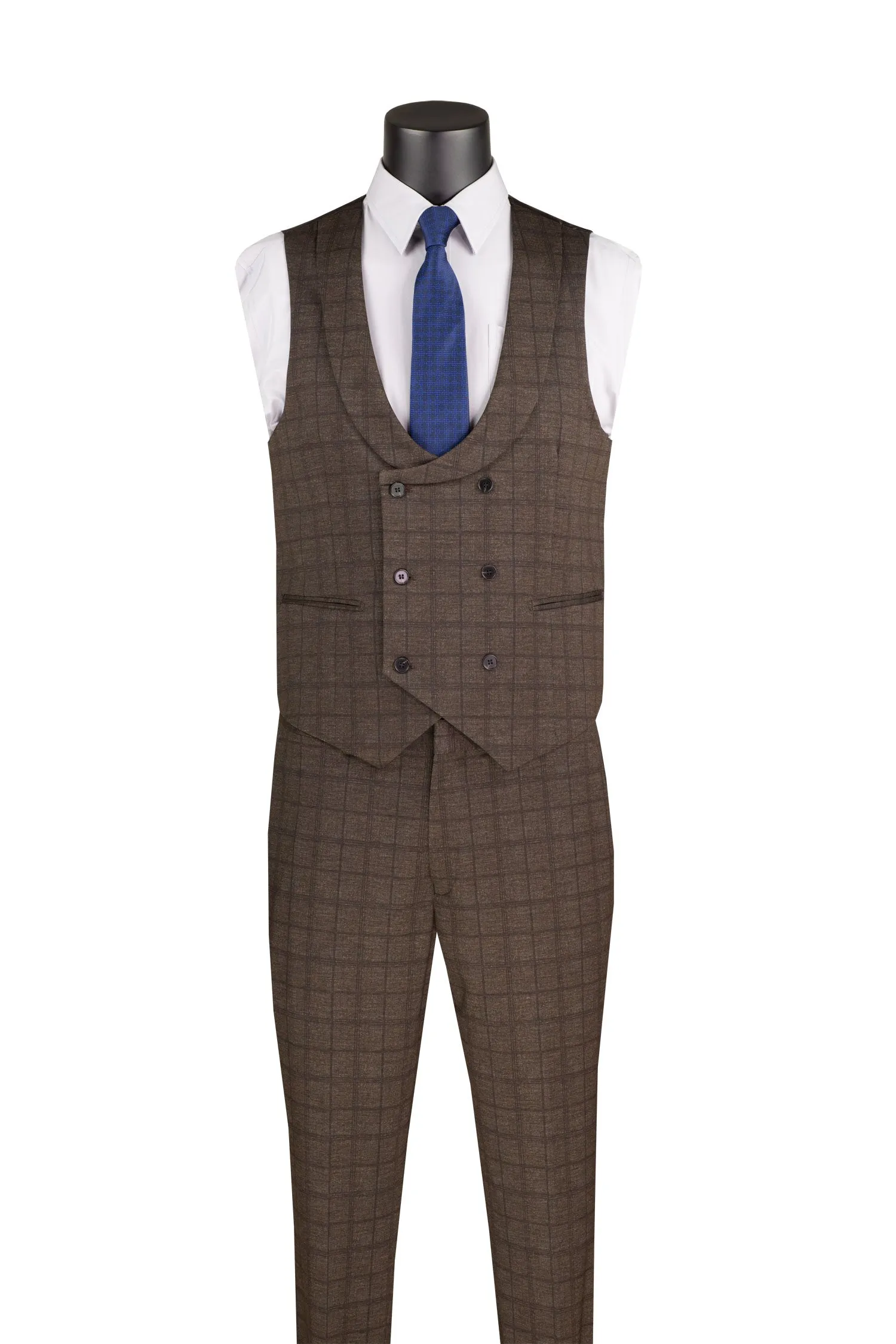Slim Fit 3 Piece Stretch Fabric Suit in Brown sold by Alberto Nardoni product image thumbnail 2