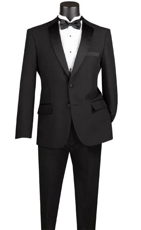 Slim Fit 2 Piece Dress Tuxedo Single Breasted 2 Button Design in Black sold by Alberto Nardoni