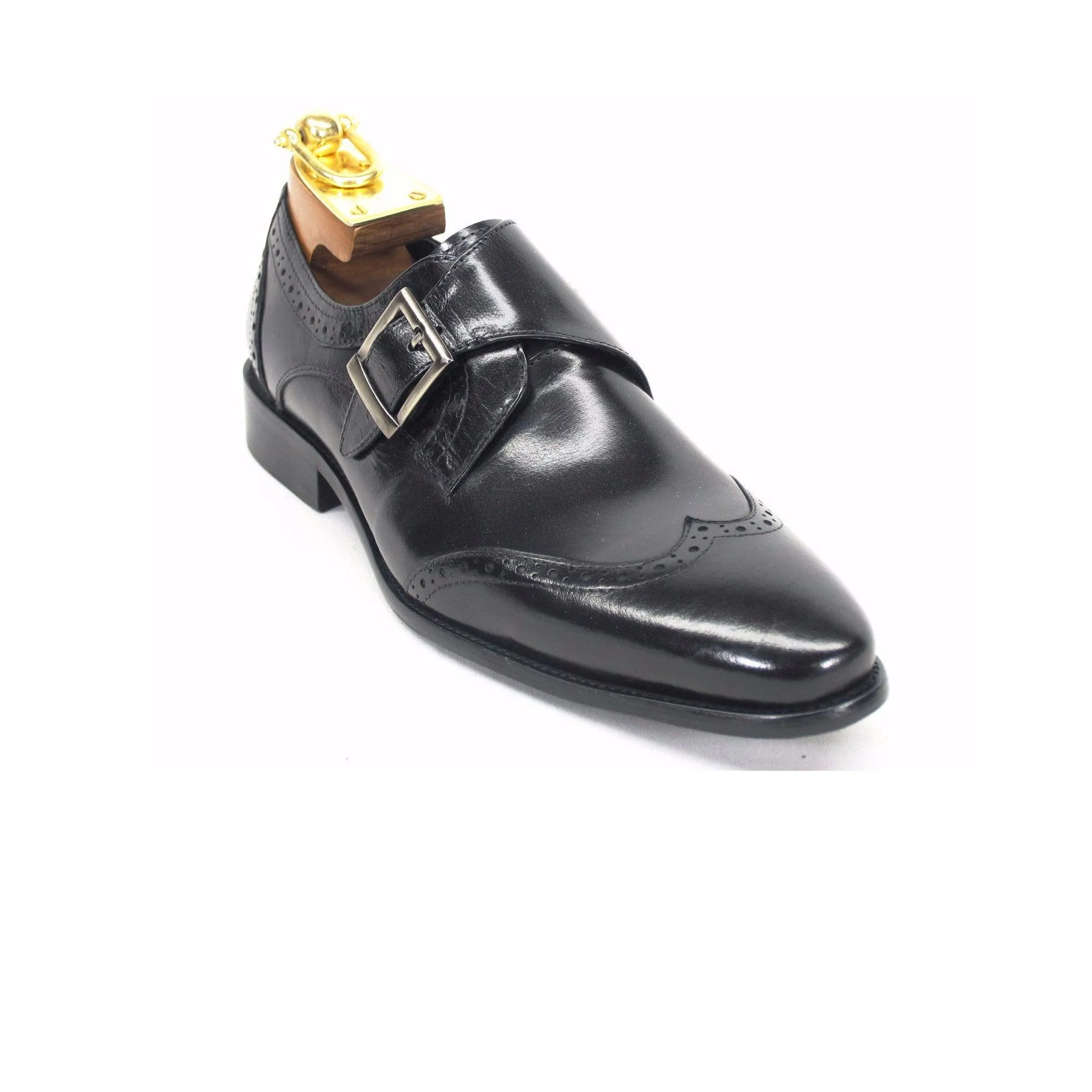 Mens Leather Wingtip Monk Strap Dress Shoe in Brown & Navy sold by Alberto Nardoni product image thumbnail 4