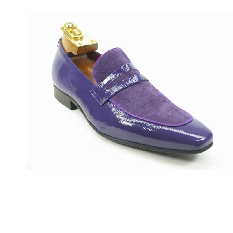 Mens Carrucci Patent Leather & Suede Dress Shoe Loafer in Purple sold by Alberto Nardoni