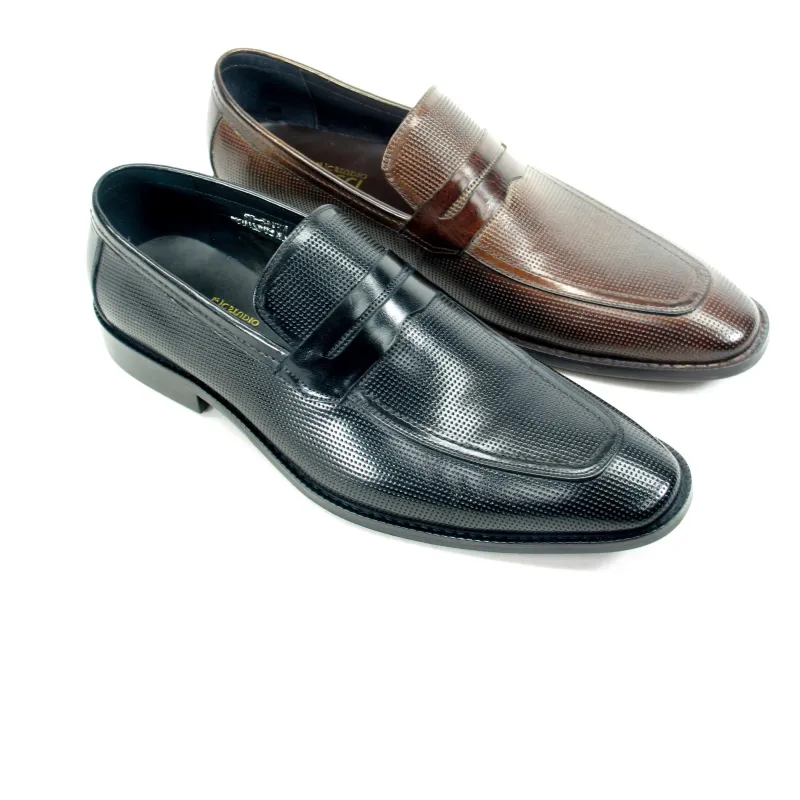 Mens Carrucci Perforated Leather Loafer Dress Shoe in Black sold by Alberto Nardoni