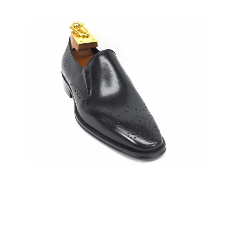 Mens Two Tone Leather Loafer Dress Shoe in Black sold by Alberto Nardoni