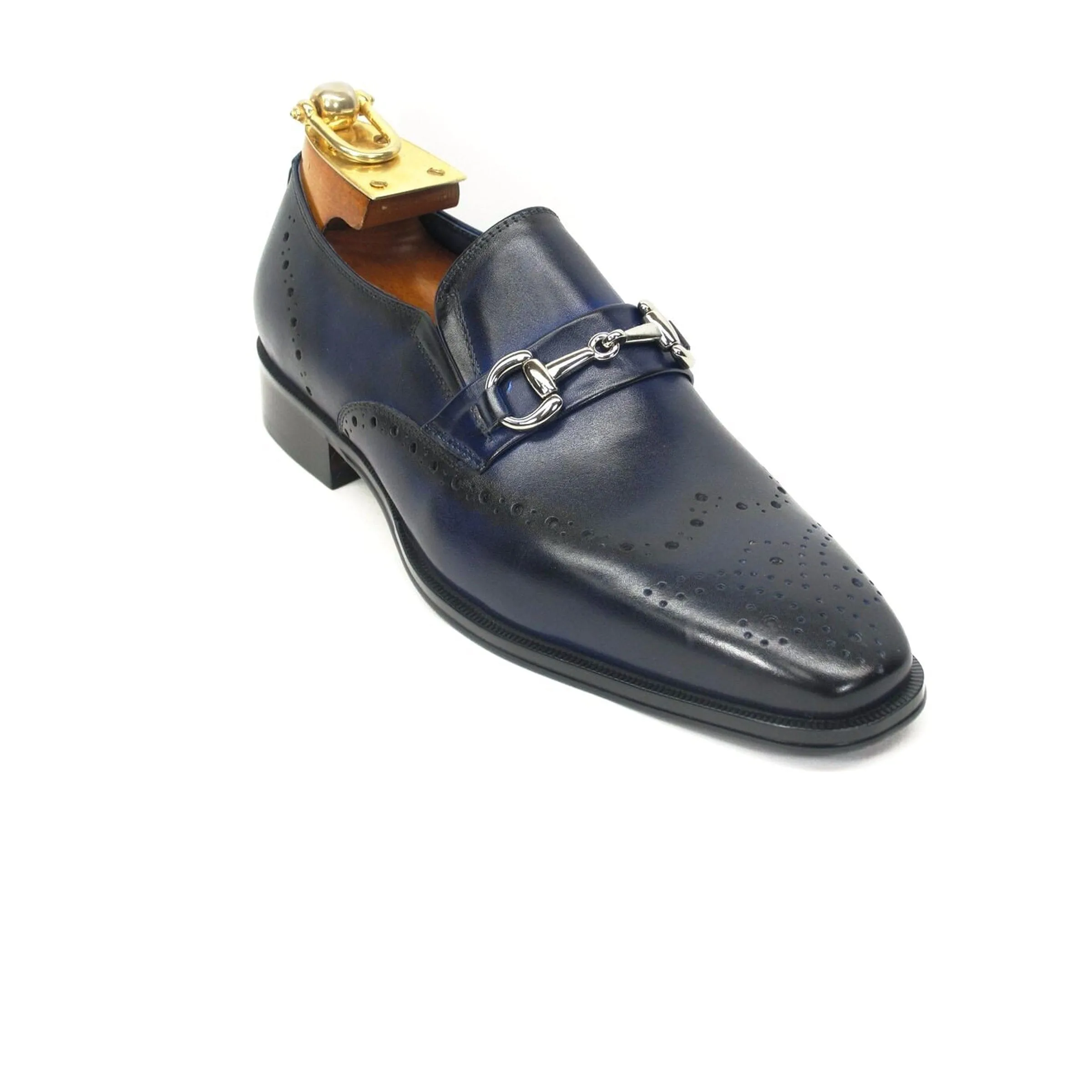 Mens Wholecut Two Tone Leather Wingtip Loafer Dress Shoes in Blue & Tan sold by Alberto Nardoni product image thumbnail 2
