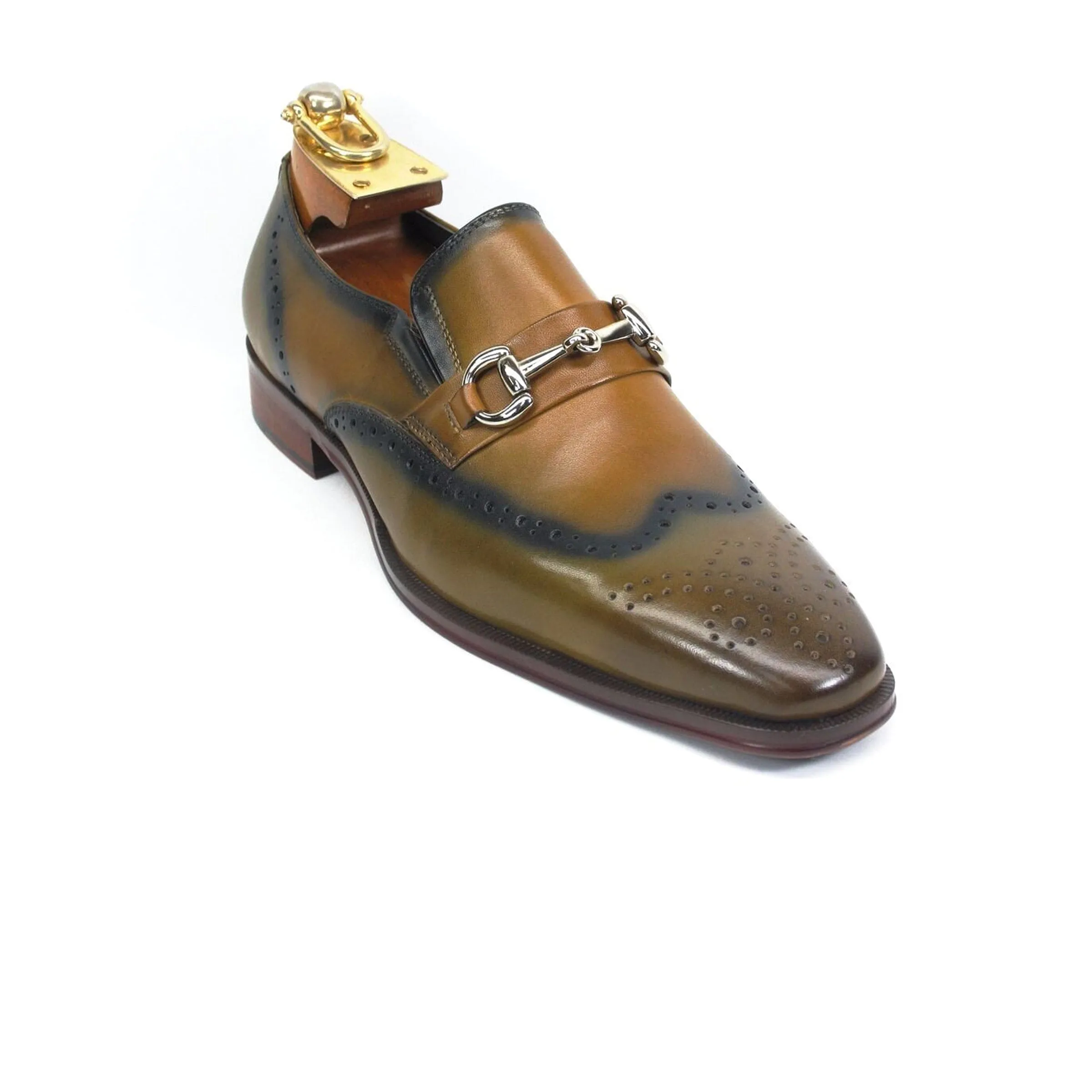 Mens Wholecut Two Tone Leather Wingtip Loafer Dress Shoes in Blue & Tan sold by Alberto Nardoni product image thumbnail 4