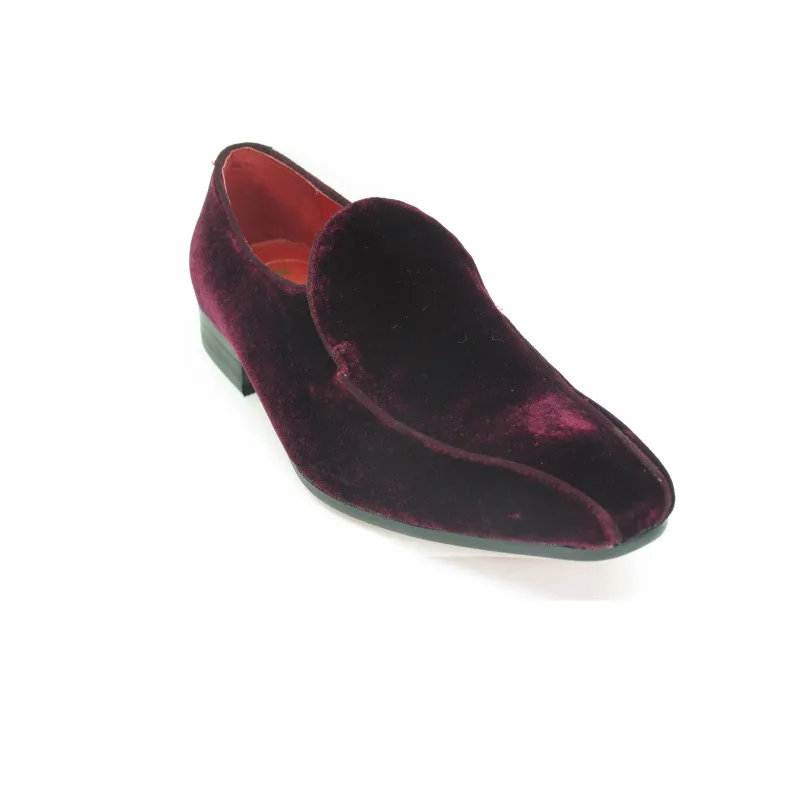 Mens Velvet Modern Loafer Dress Shoe in Burgundy sold by Alberto Nardoni