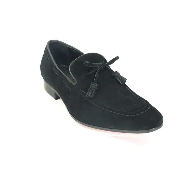 Mens Suede Tassel Loafer Dress Shoe in Black sold by Alberto Nardoni