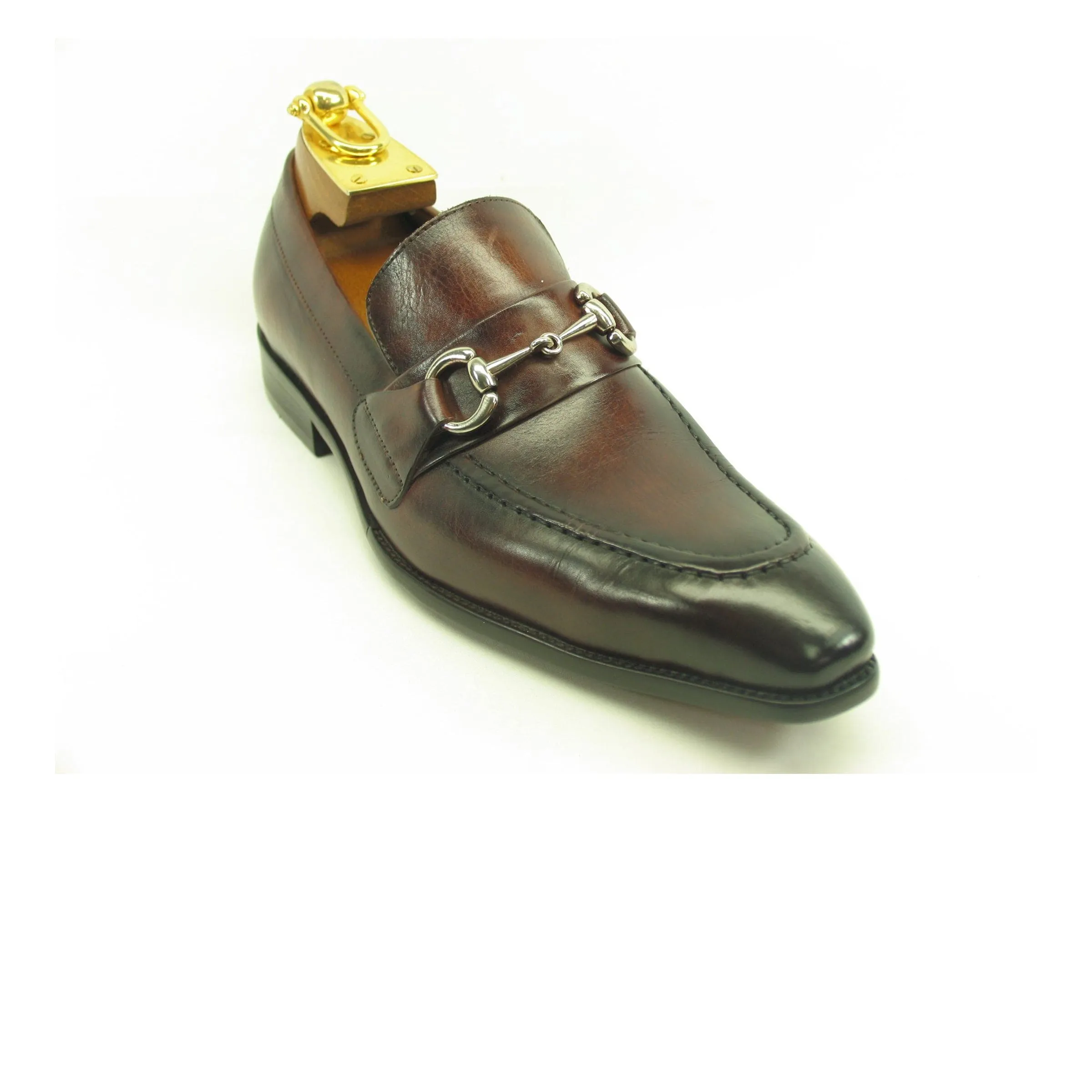 Mens Carrucci Signature Metal Buckle Leather Loafer in Cognac sold by Alberto Nardoni product image thumbnail 2