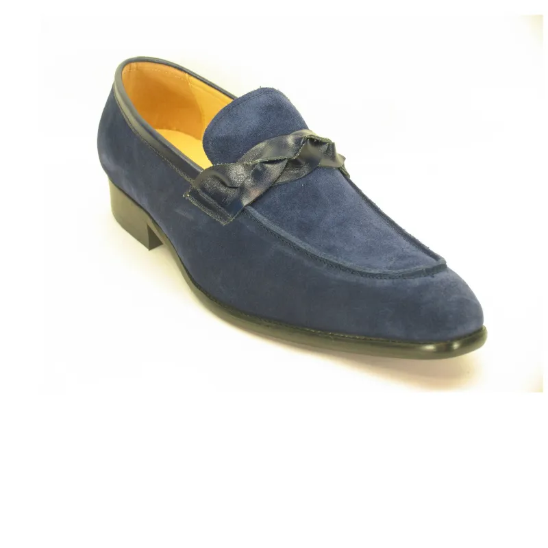 Mens Carrucci Suede Loafer Dress Shoe in Denim Blue sold by Alberto Nardoni