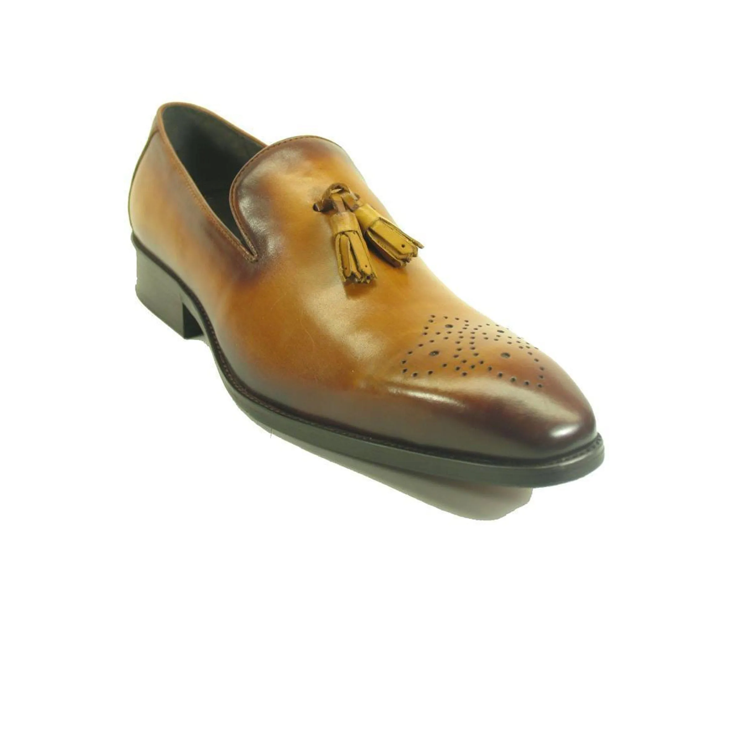 Mens Carrucci Wholecut Leather tassel Loafer Dress Shoe in Chestnut sold by Alberto Nardoni product image thumbnail 3