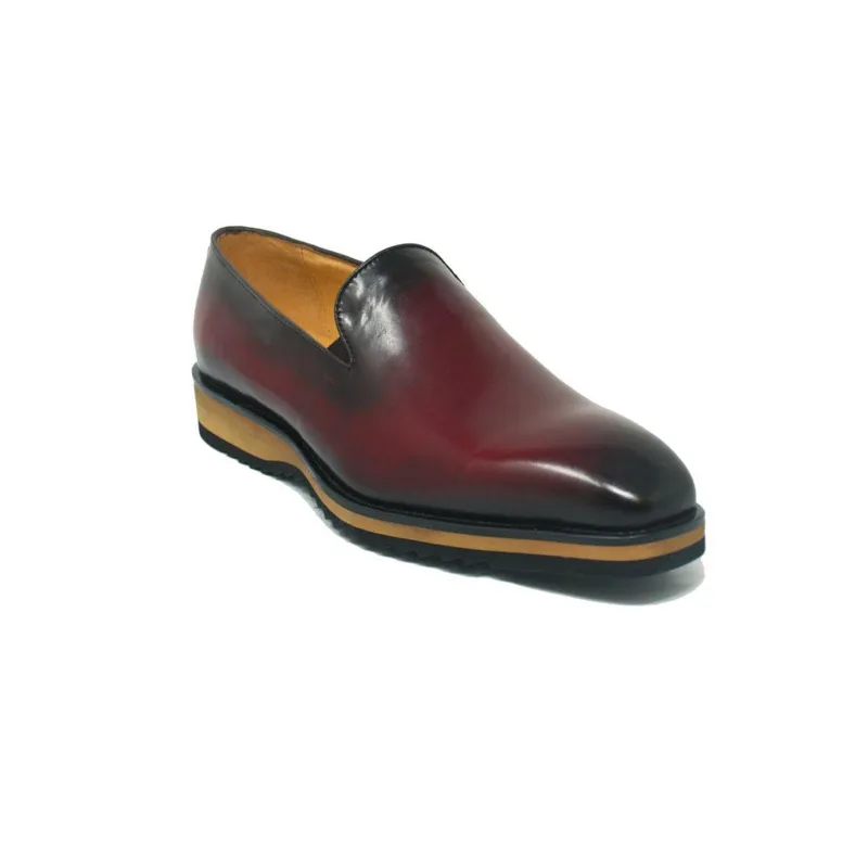 Mens Carrucci Whole Cut Leather Fade Slip On Dress Shoe in Burgundy sold by Alberto Nardoni