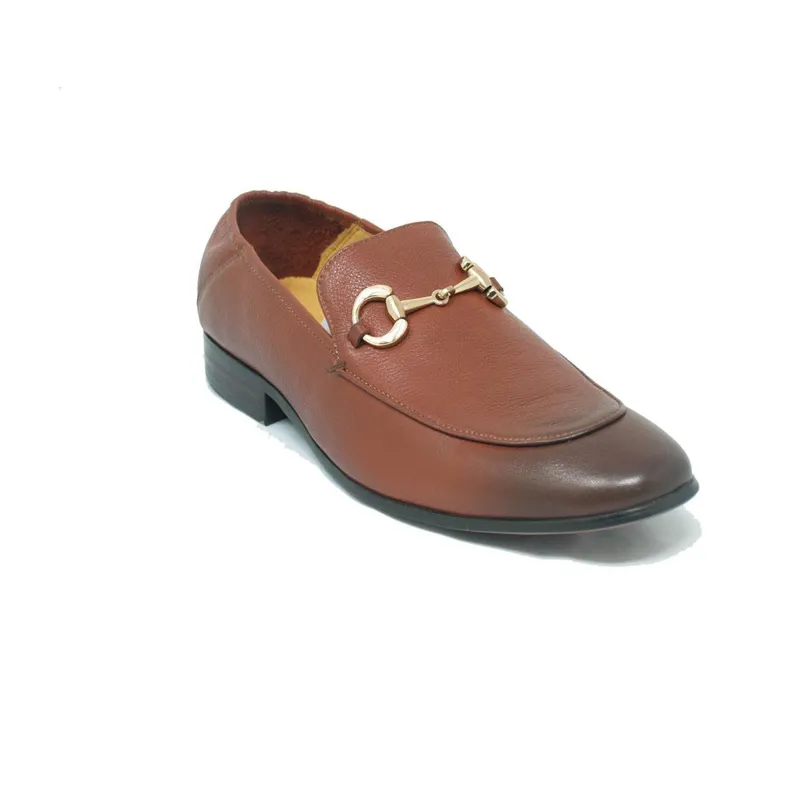 Mens Carrucci Soft Leather Buckle Loafer Dress Shoe in Cognac sold by Alberto Nardoni