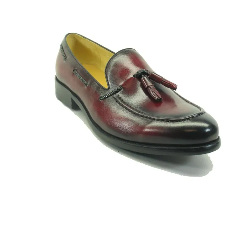 Mens Carrucci Timeless Leather Tassel Loafer in Burgundy sold by Alberto Nardoni