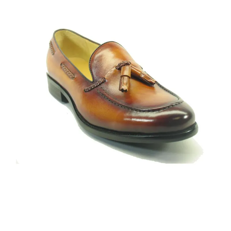 Mens Carrucci Timeless Leather Tassel Loafer in Cognac sold by Alberto Nardoni