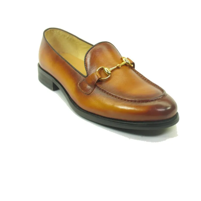 Mens Carrucci Timeless Buckle Loafer in Cognac sold by Alberto Nardoni