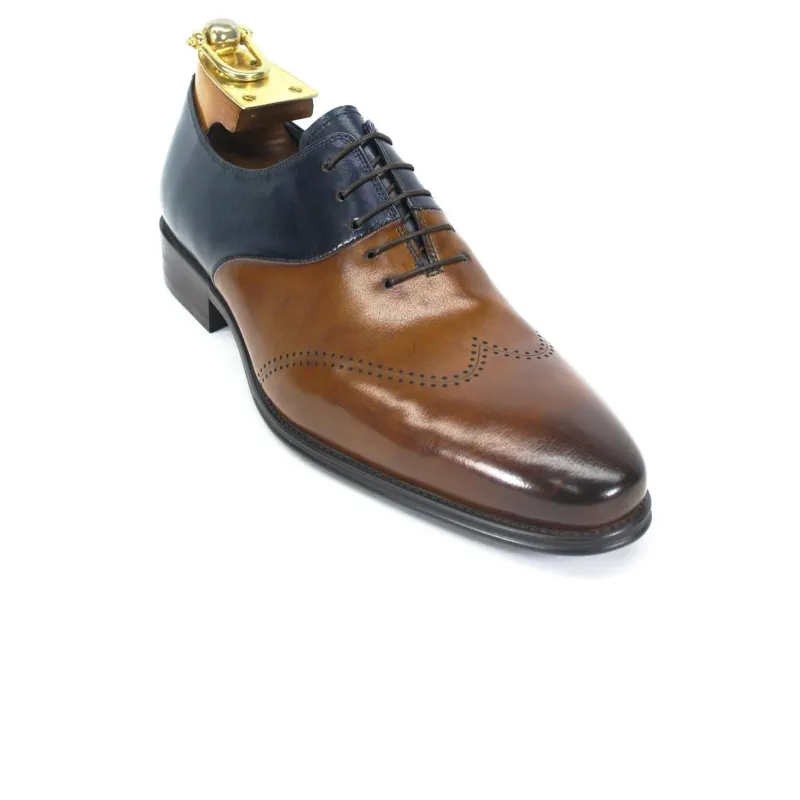 Mens Two Tone Split Leather Dress Shoe in Brown & Navy sold by Alberto Nardoni