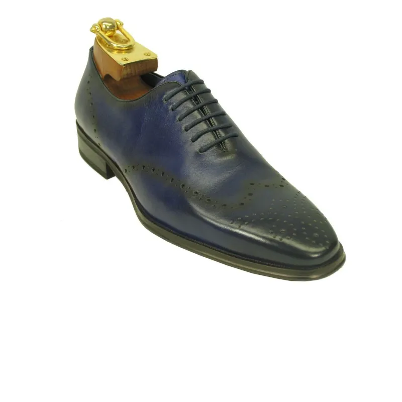 Mens Two Tone Contrast Leather Wingtip Dress Shoe in Navy made by Alberto Nardoni