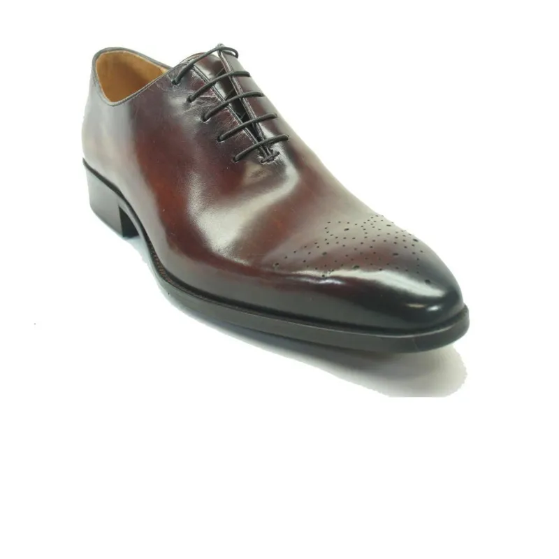 Mens Carrucci Plain Toe Medallion Dress Shoe in Chestnut sold by Alberto Nardoni