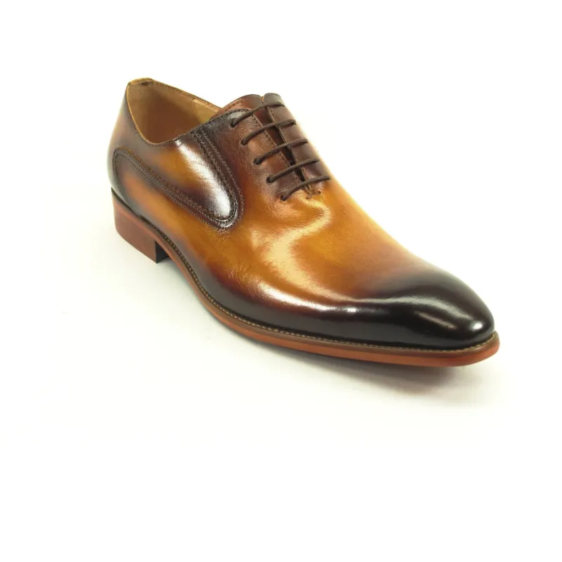 Mens Two Tone Hand Painted Leather Dress Shoe in Cognac sold by Alberto Nardoni
