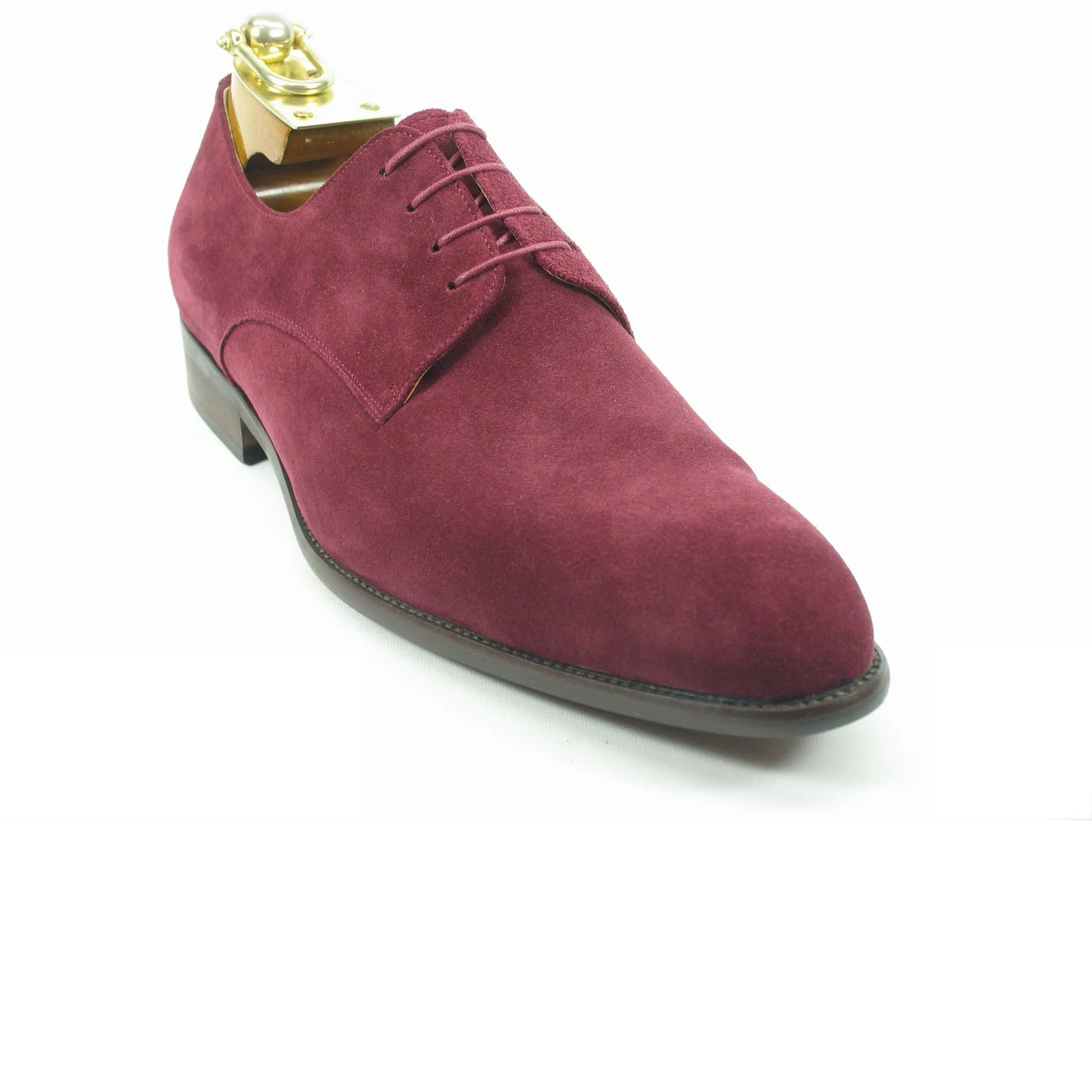 Mens Pain Toe Suede Oxford Dress Shoe in Burgundy sold by Alberto Nardoni