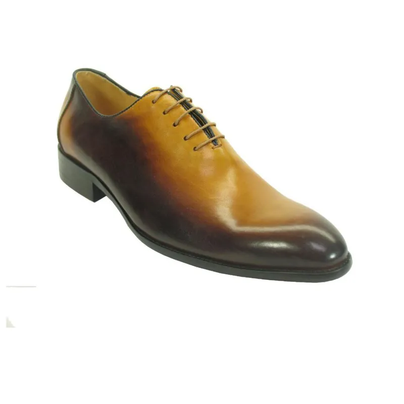 Mens Carrucci Wholecut Leather Dress Shoe Oxford in Cognac sold by Alberto Nardoni