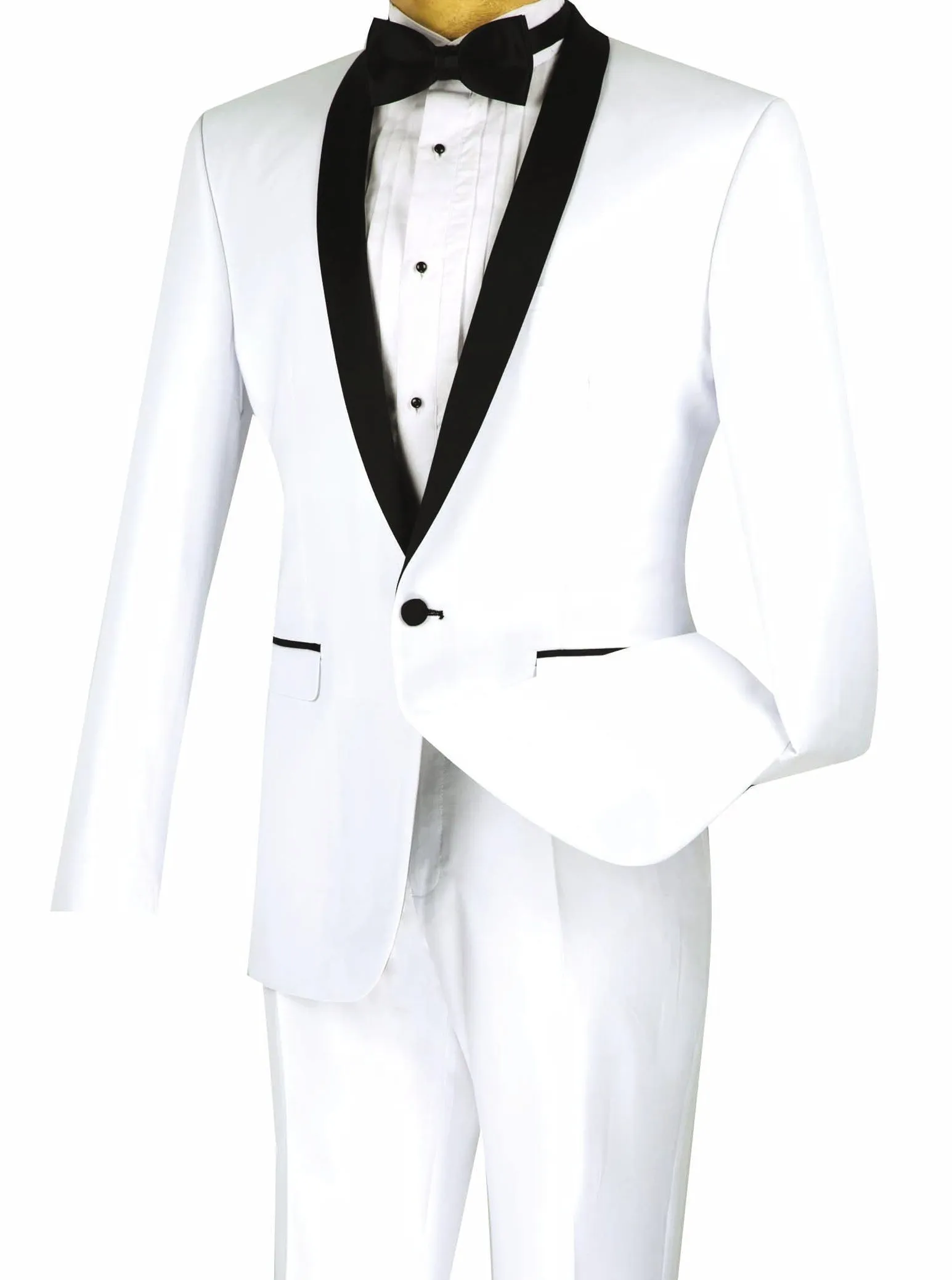 Kingsman Collection - Shawl Collar Slim Fit Tuxedo 2 Piece 1 Button White sold by Alberto Nardoni