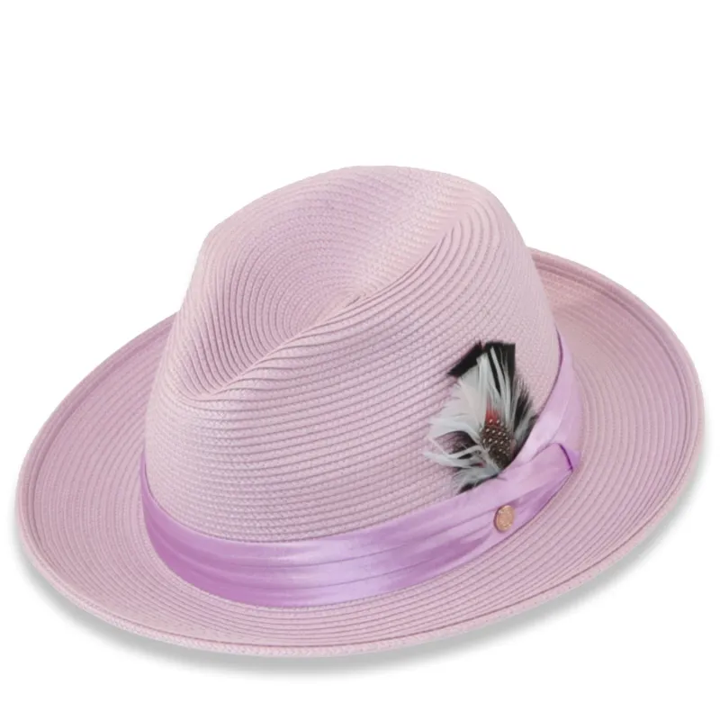 Tapa Crushable Straw Hat Fedora in Purple sold by Alberto Nardoni