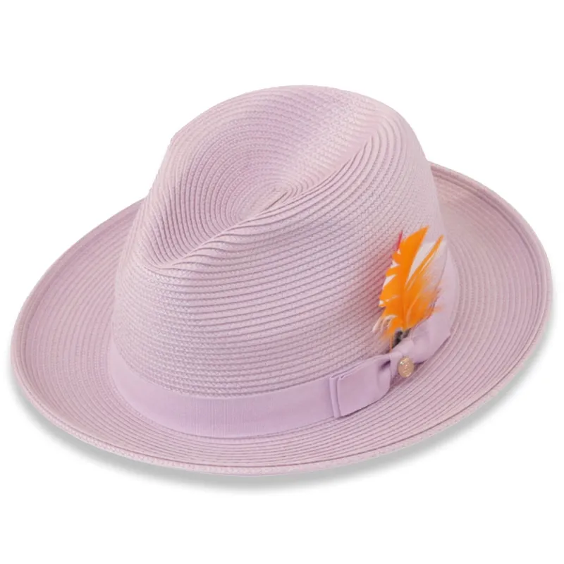 Tapa Crushable Straw Hat Fedora in Lavender sold by Alberto Nardoni