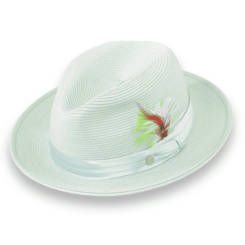 Tapa Crushable Straw Hat Fedora in Jade sold by Alberto Nardoni