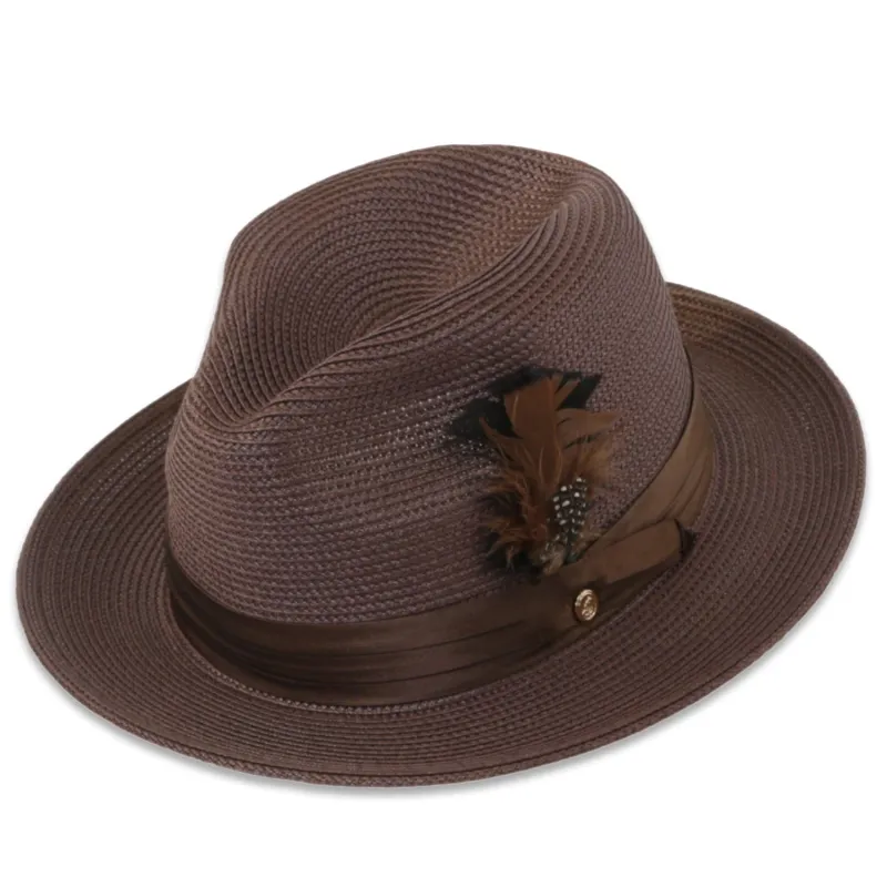 Tapa Crushable Straw Hat Fedora in Brown sold by Alberto Nardoni